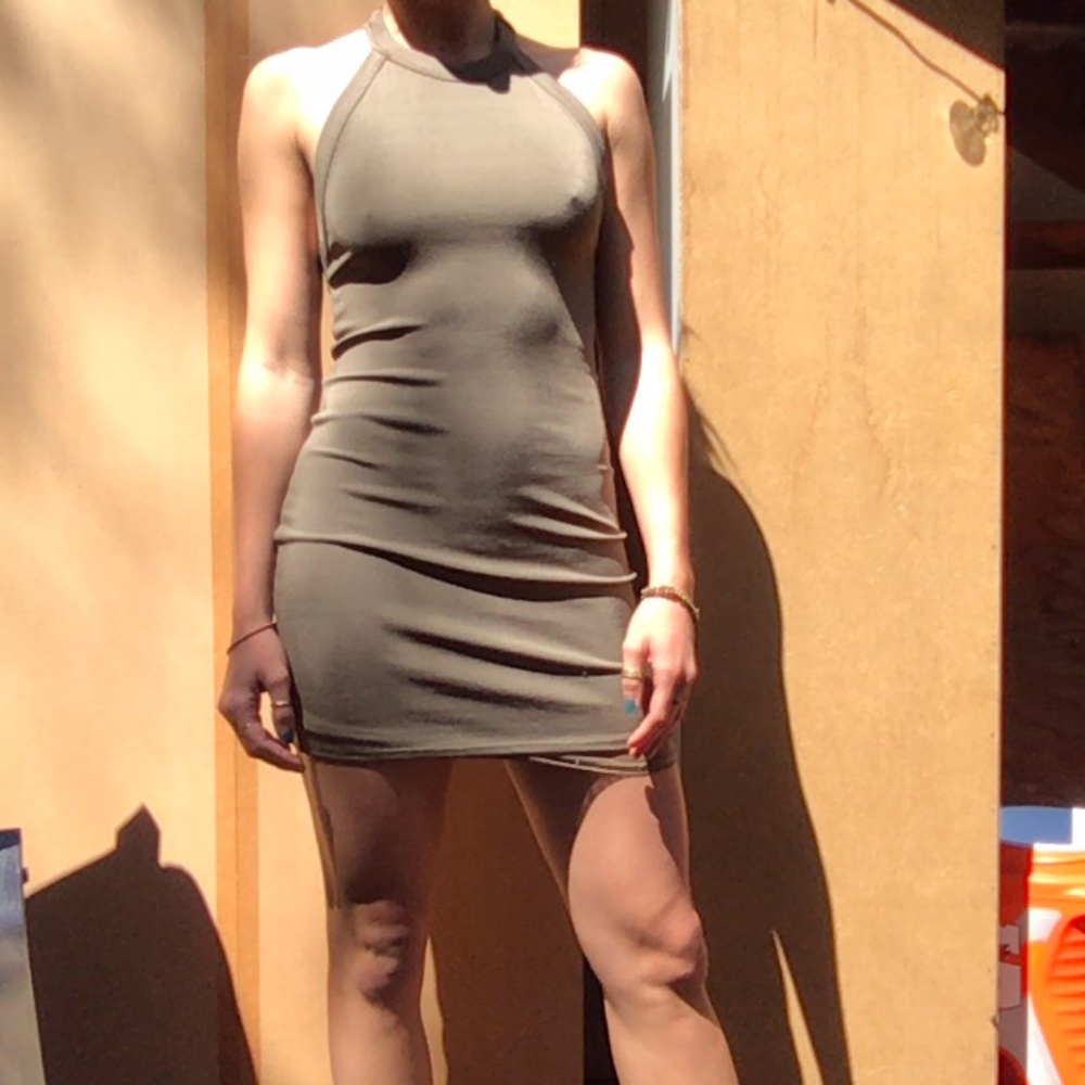 Olive Green Zara Body Con Dress
